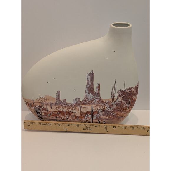 VTG Native American Pottery Vase by Thomas Kelson 12" Tribal Desert Scene - Picture 10 of 10